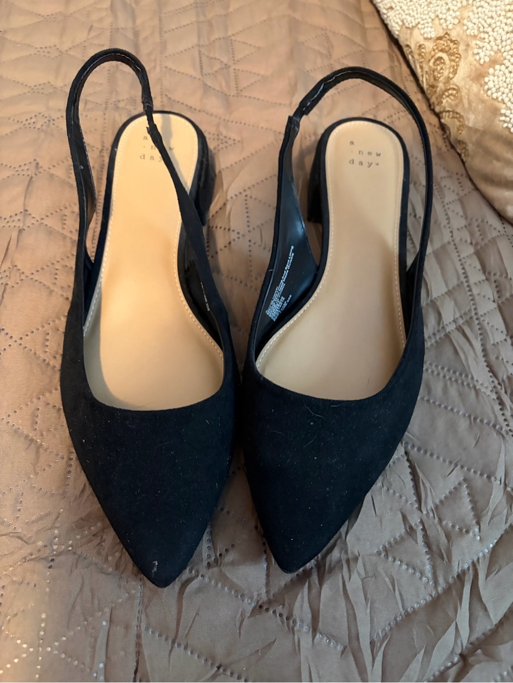 a new day Black Pointed Toe Slingback Flats
